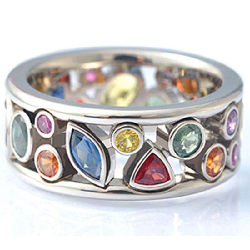 Hollow Out Geometric Stone Ring