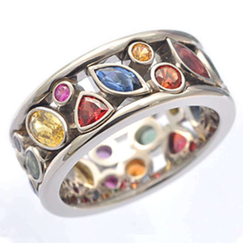 Hollow Out Geometric Stone Ring